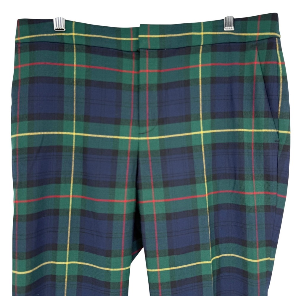 Lauren Ralph Lauren Green Tartan Watch Plaid Wool Straight Leg Pants Women 10 - Picture 4 of 9